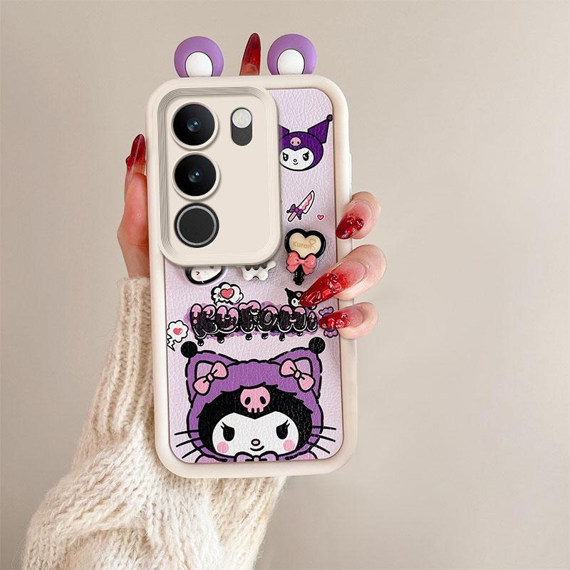 KEYSION Śliczne etui z motywem ucha 3D z kreskówkową grafiką do VIVO V29 5G z bransoletką Miękki silikonowy pokrowiec na telefon odporny na wstrząsy do VIVO V29 5G