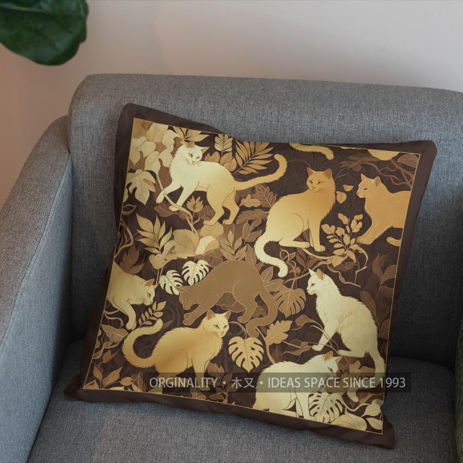 2D Tropical Cats Pattern Decorative Pillow Cover Pattern Cushion Cover Suitable For Sofa Bedroom Car Pillow Cover
