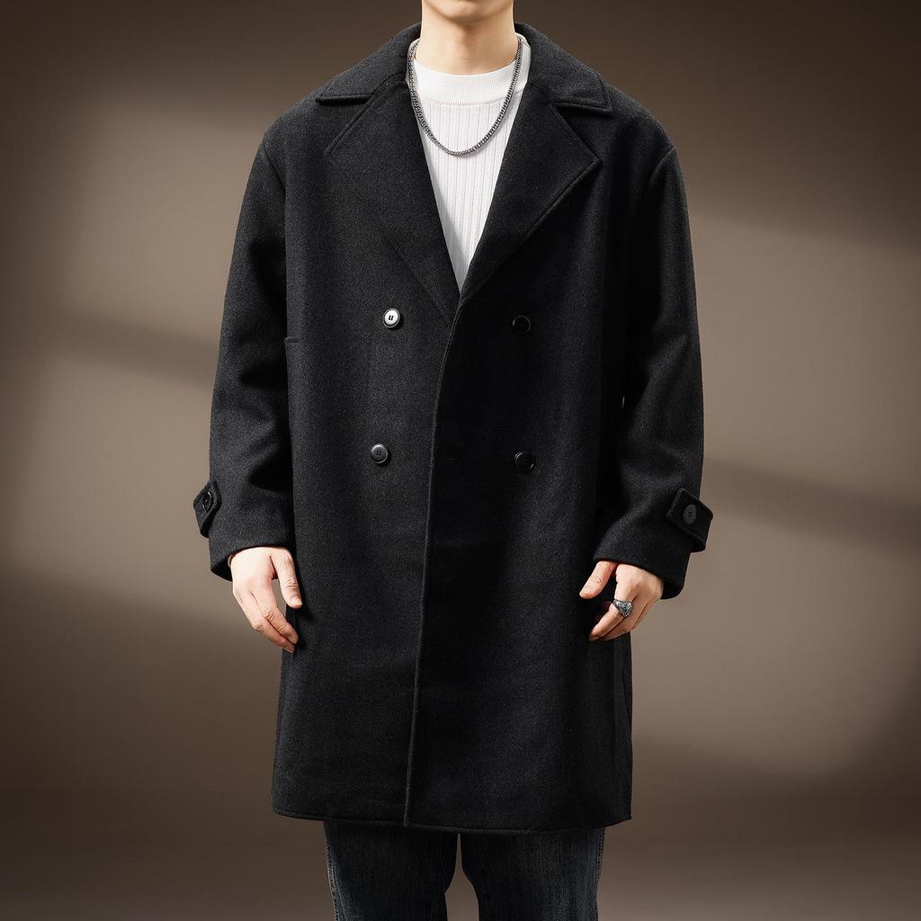 Men's Mid-Length High-Grade Double-Faced Wool Business Coat - Thick, Warm, and Fashionable for Winter
