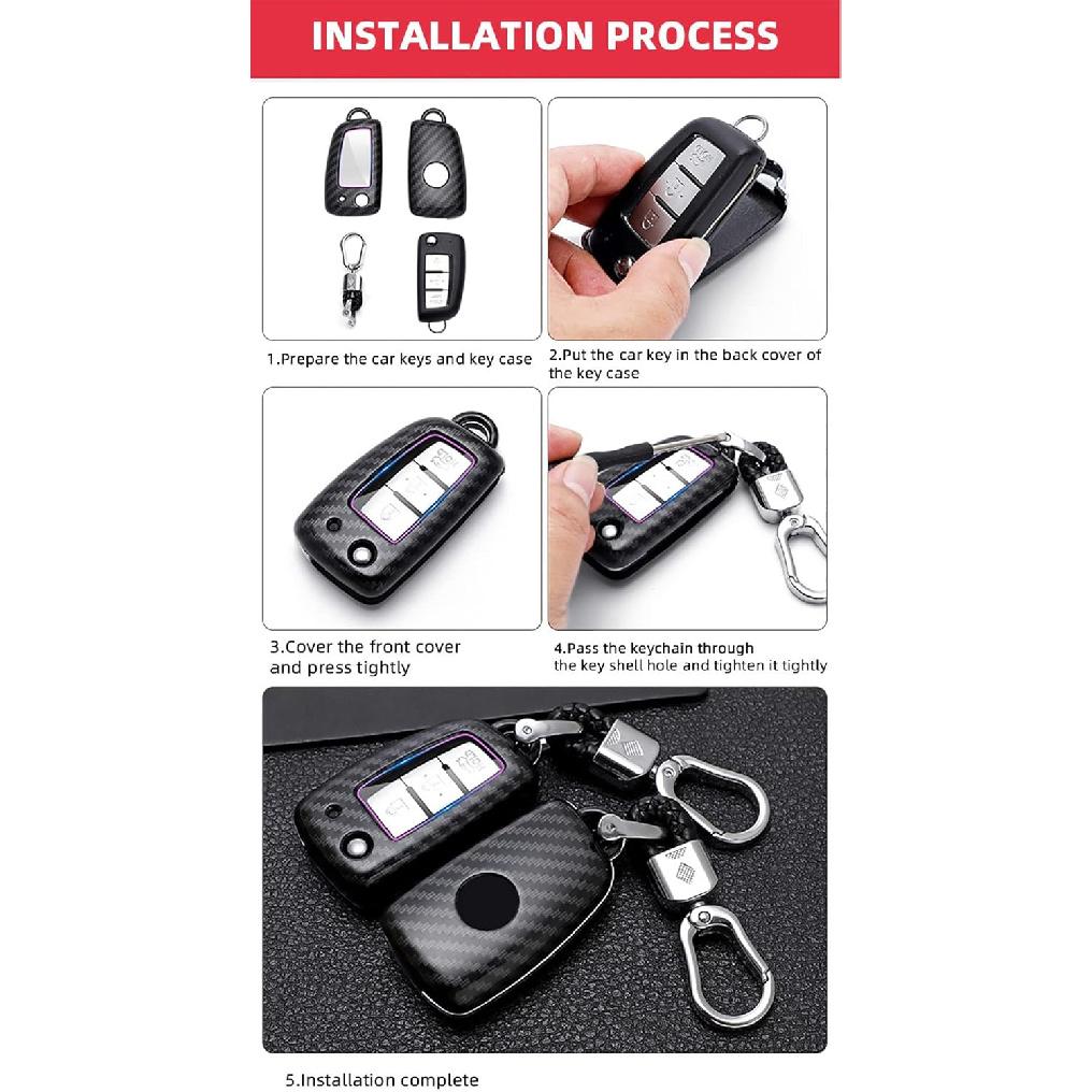 SANRILY ABS Plastic 2/3/4 Button Key Fob Cover for Nissan Rogue Sport Rogue S Rogue Select 2019 2018 Sylphy Pulsar Frontier Folding Flip Key Keyless