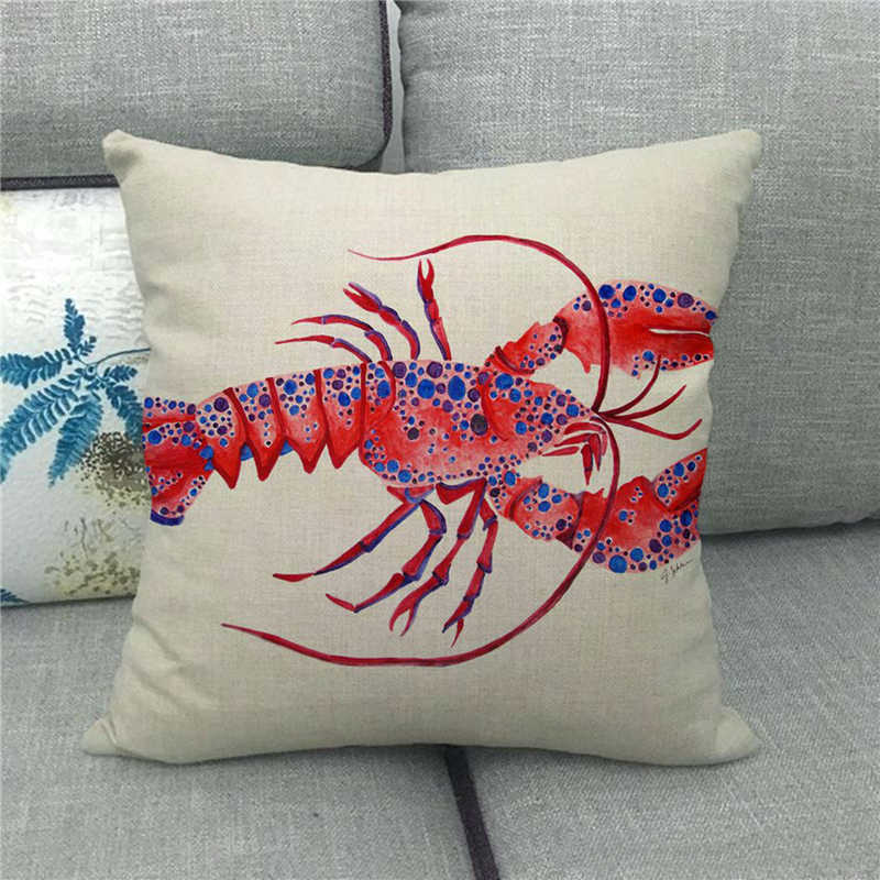 Beautiful watercolor crab marine animal Digital printing short plush pillow covers for car sofa office cushion cover home goods