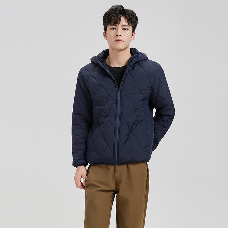 

Men s Quilted Cotton Jacket 2025: Lightweight, Warm, Zip-Up Hooded Outerwear for Autumn/Winter L (suggested 110-120 cm) темно-синього кольору