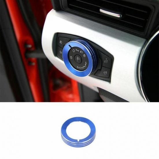 For Ford Mustang 2015- Blue Aluminum Function Control Button Button Trim 1PC