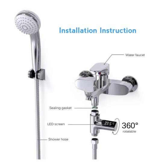 LED-Anzeige Badezimmer Duschthermometer Durchfluss Wassertemperatur Monitor Tester