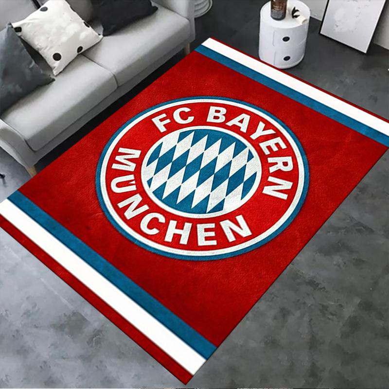 FC Bayern München Logo Teppich Rot Grund Weiß Blau Streifen Druck Rutschfest Rechteckige Bodenmatte Fußballfan Wohnzimmer Schlafzimmer Dekor Teppich