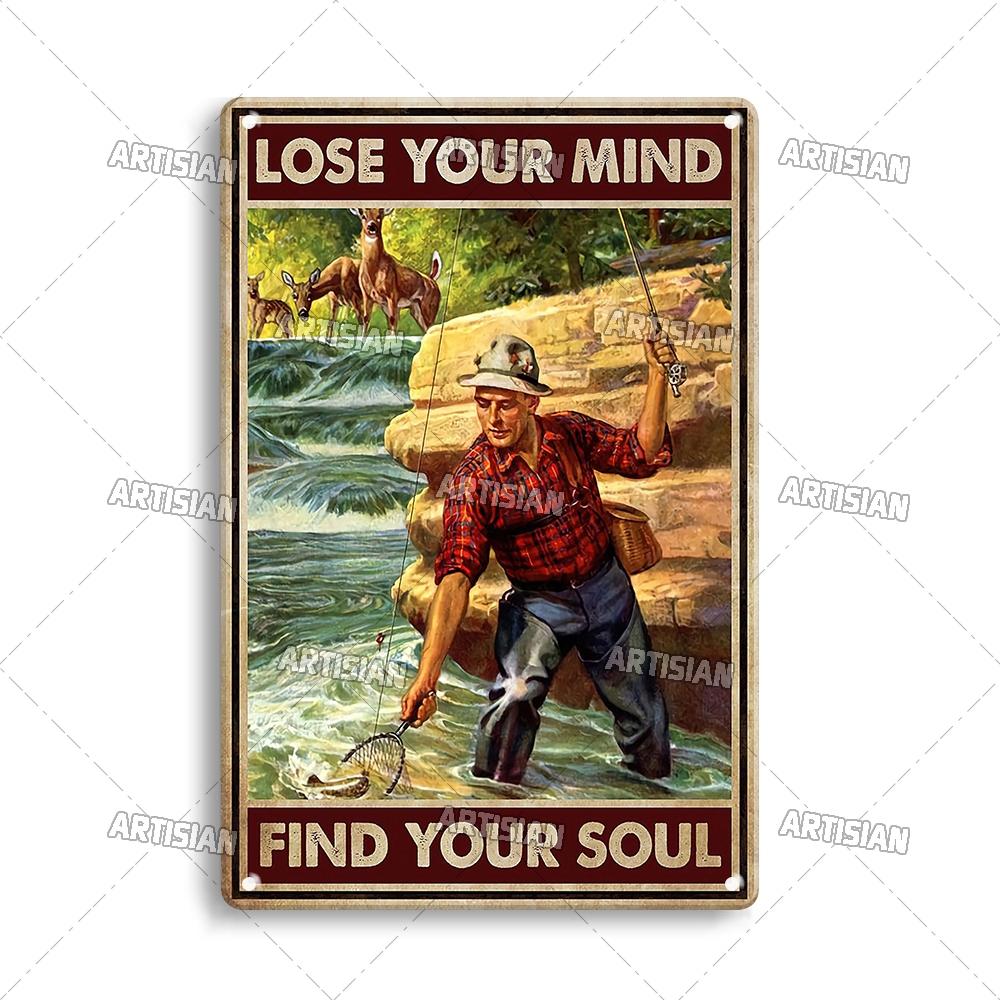 Artisian Fishing Metal Sign Sport Tin Plaque Lure Bait Decorative Poster Wall Decor Garage Bar Pub Club Hotel Cafe Kitchen Home
