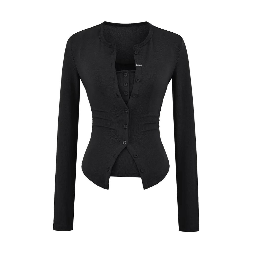Women's Pure Desire Sheer Round Neck Cardigan & Slimming Camisole Two-Piece Set