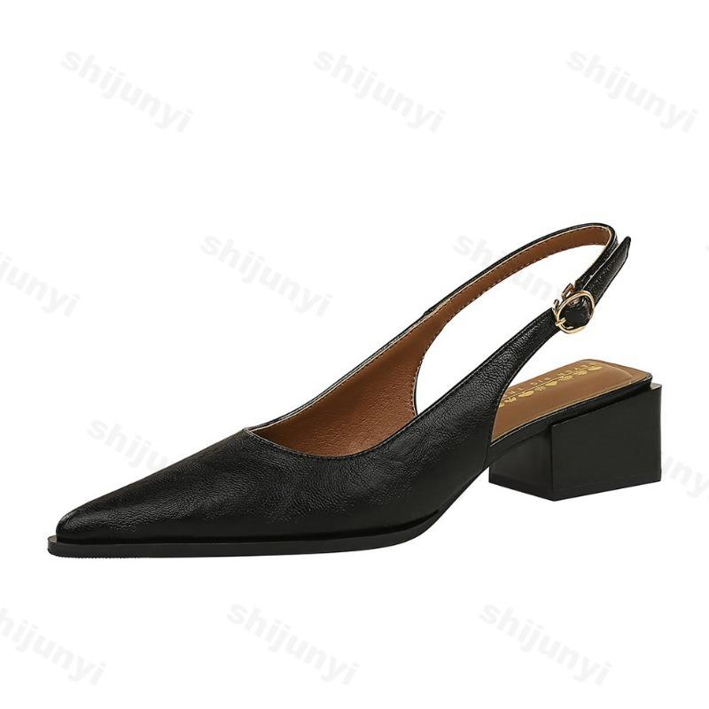 Fashion Women's Sandals 2025 Summer Pointed Toe Shallow Mouth Ladies Pumps Comfortable Work High Heels Shoes High Quality Women Shoes