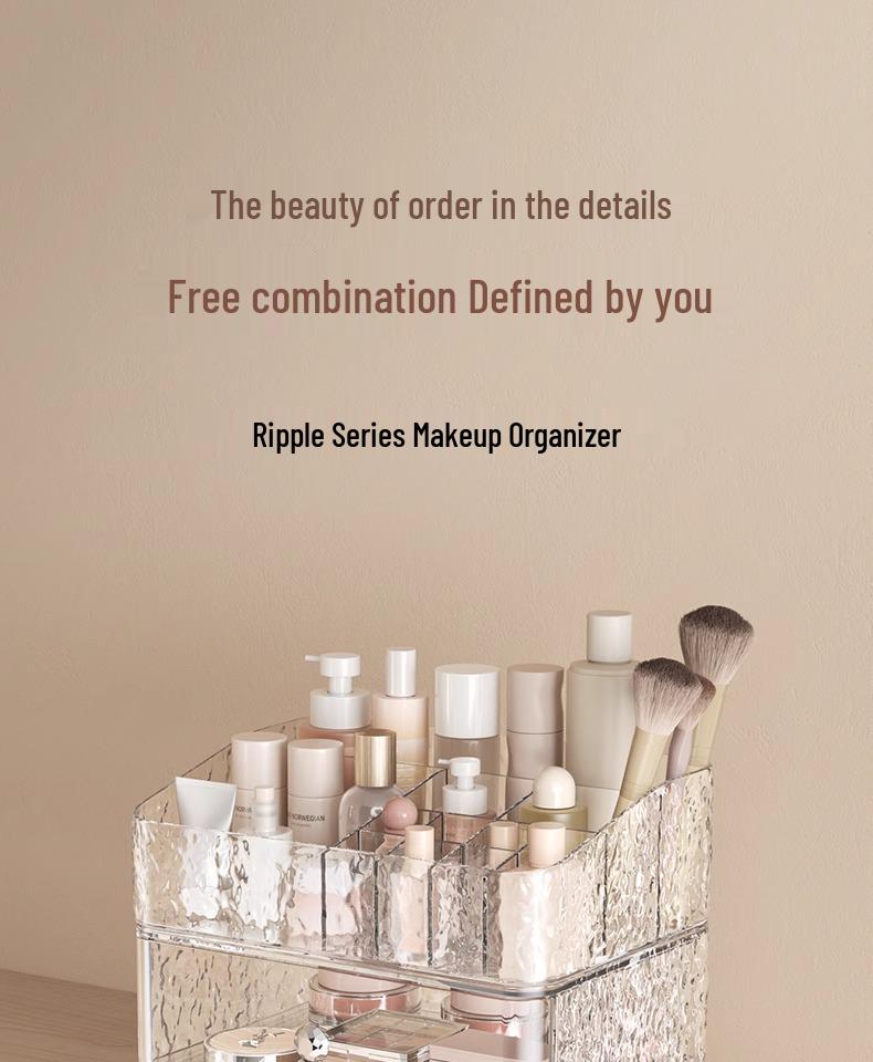 Luxury Large Capacity Cosmetic Storage Box with Drawers for Desktop or Dressing Table