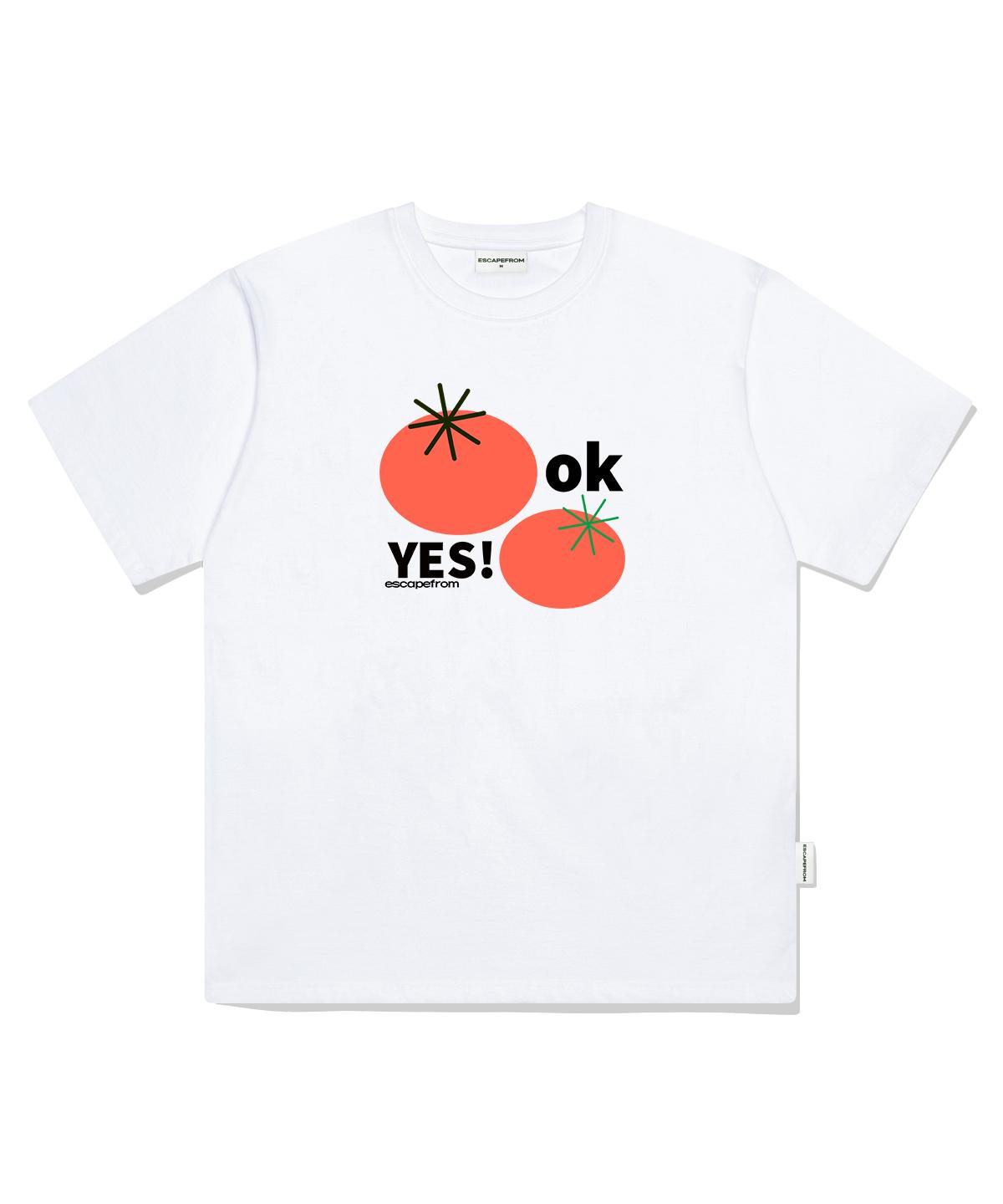 Escape From Yes Tomato Print Oversized Short Sleeve T-Shirt White L