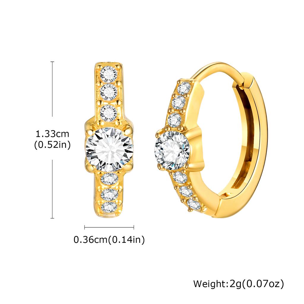 18K Gold Plated Stainless Steel Cubic Zirconia Huggie Hoop Earrings, Hypoallergenic Small Earrings for Women Stylish Jewelry