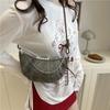 Fashion Trend Pearl Chain Decorative Croissant Popular Solid Color Canvas Shoulder Crossbody Bag Women's Bag