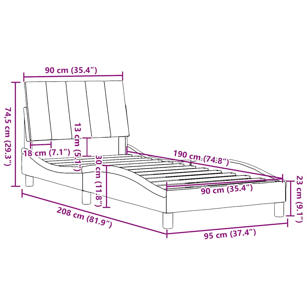 Bed Frame Without Mattress Hanko Light Grey 90x190 Cm Fabric