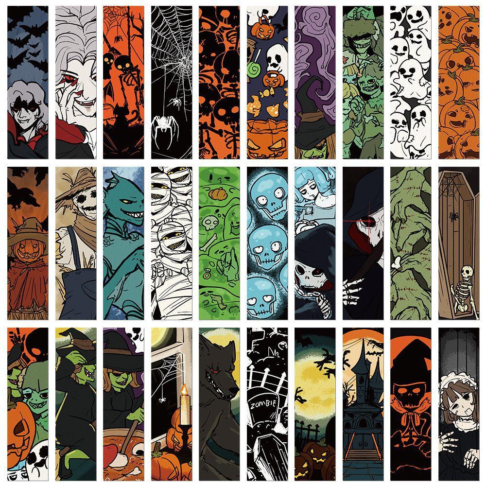 

Набор из 30 закладок на Хэллоуин, тыква, призрак, ведьма, белая бумага, карточка, закладка для книг, уникальный подарок для чтения