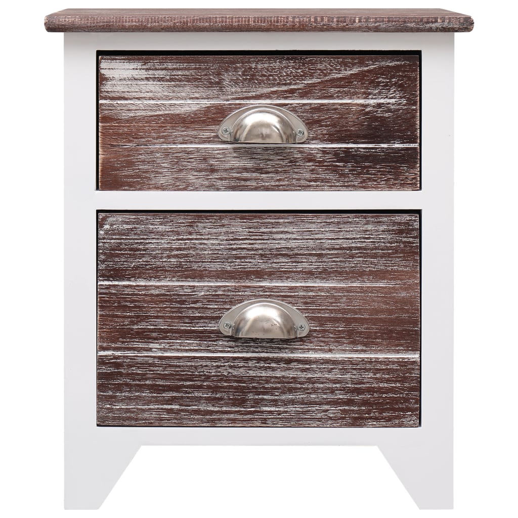 Nightstand Brown and White 38*28*45 cm Paulownia Wood