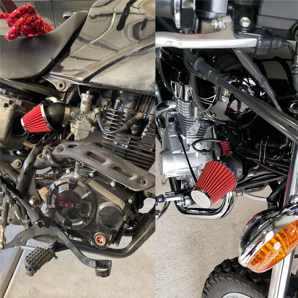 High Performance 48mm Motorcycle Air Filter, Dirt Bike Air Filter Compatible with HONDA YAMAHA SUZUKI ATV SSR TTR Dirt Bike, Inlet ID 48mm-Black