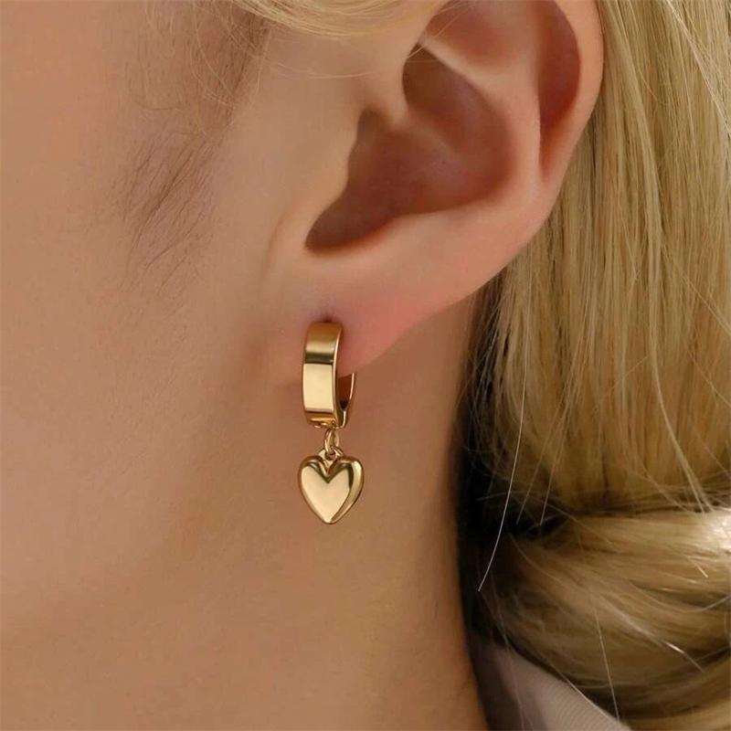 316L Stainless Steel New Fashion Jewelry Set Japanese Love Heart Charm Chain Necklaces Bracelets Earrings For Women