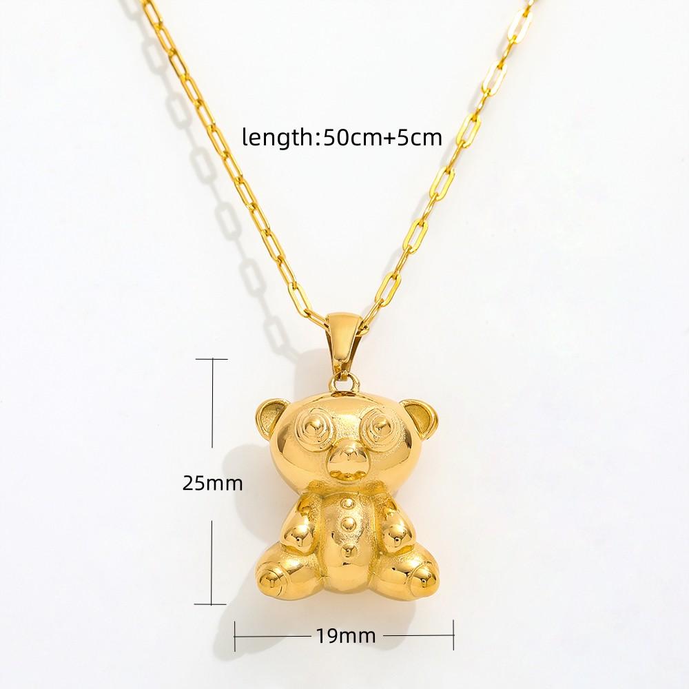 High-End Polish 18k Gold Plated Bear Animal Chain Necklace for Sweater Type