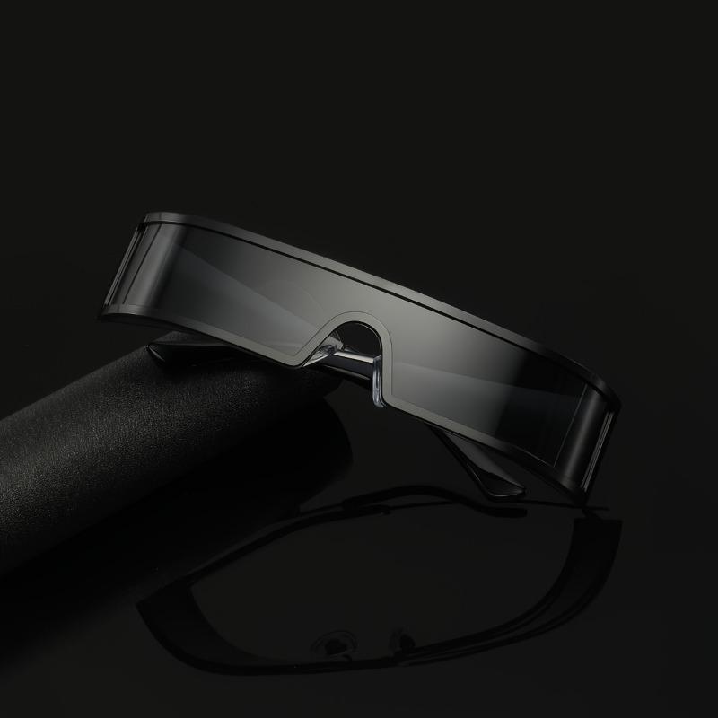 Non-polarized Vintage Trendy Design Small Frame Punk One-Piece Women Men Sunglasses Metal Frame Outdoor Driving Men Sun Eyeglasses