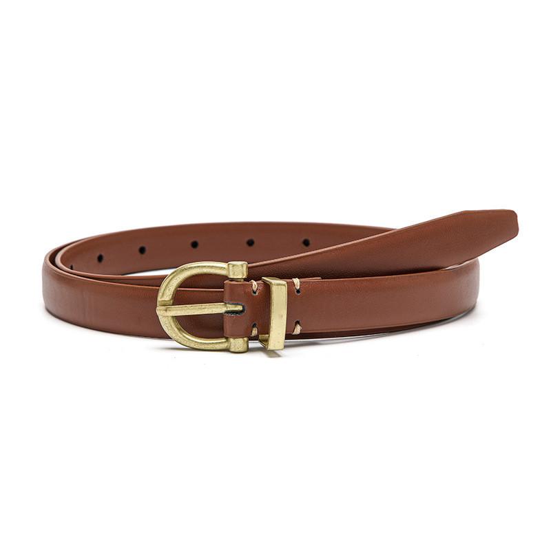 Business Trendy Womens Casual Thin Belt With Stylish Gold Buckle For Fashion Everyday