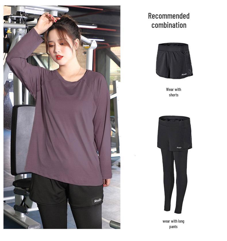 Women's Plus Size Quick-Dry Short Sleeve Yoga Top - Breathable, Casual, Slimming, for Summer Running & Sports