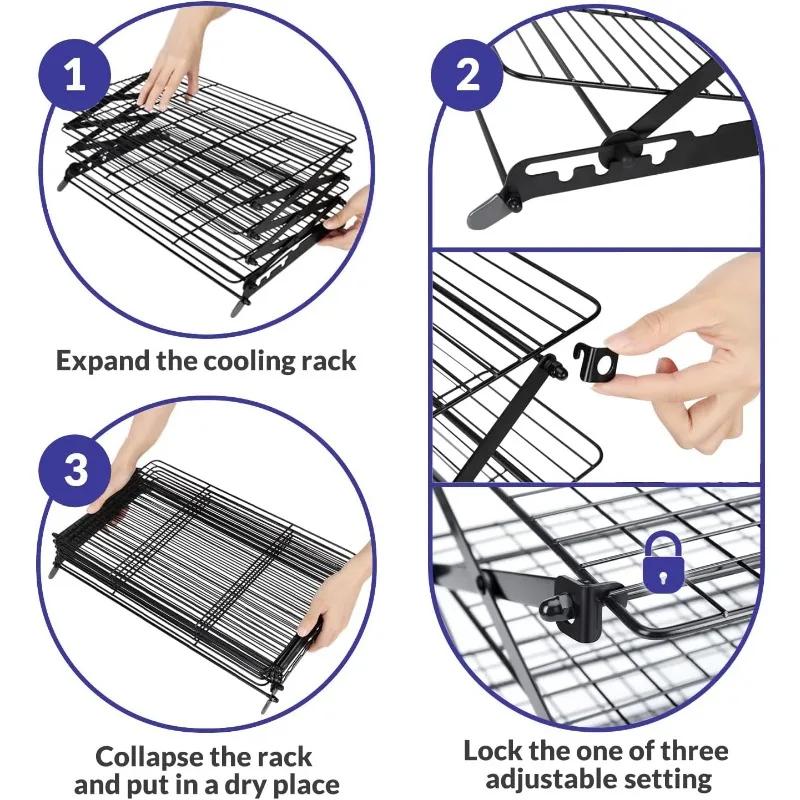 2Pcs Outdoor Camping Dining Rack Iron Shelf Storage Portable Storage Rack Picnic Rack Foldable Table Barbecue Special Tools