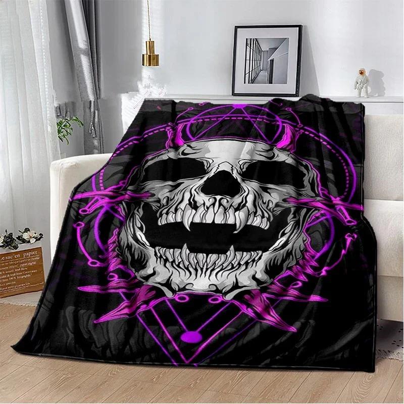 Skull Series Poker Flower Blanket Quilt Travel Bedding Sofa Couch Bed Throw Blanket Flannel Blanket Bedspread Halloween Gifts