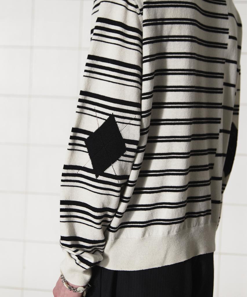 UNALLOYED Argyle Elbow Stripe Knit / Ivory