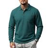 Men's Polo Collared Pocket Long Sleeve T-Shirt Solid Color Casual Top Casual Everyday Outfit