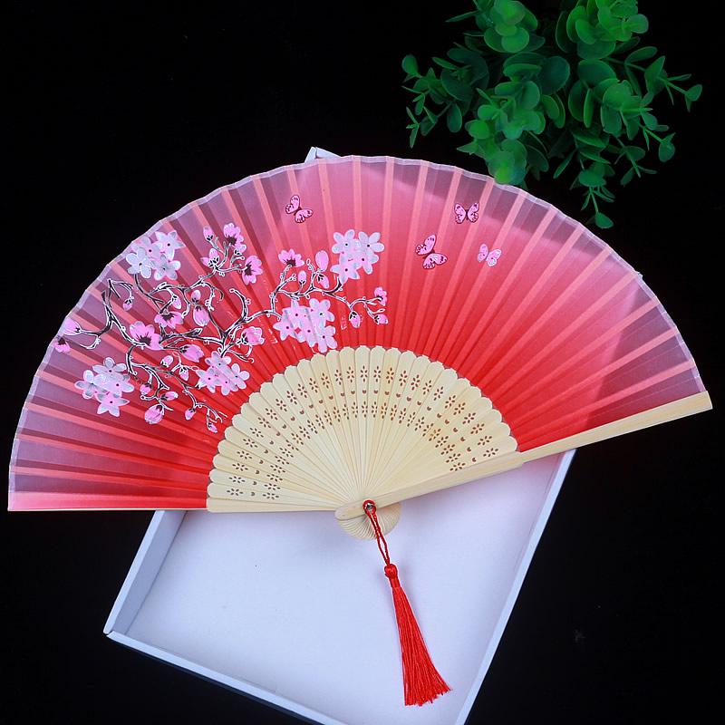 Children's Portable Pink & Blue Folding Dance Fan for Hanfu & Cheongsam