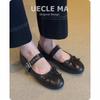 Sheepskin Version~ French Single Shoes Women's Ballet Flat Bottom Shallow Mouth Leather Shoes Bow Retro Versatile Mary Jane Shoes