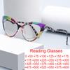 Chic Cat Eye Reading Glasses Women Anti Blue Light Luxury Computer Presbyopia Eyewear Colorful Patchwork Frame