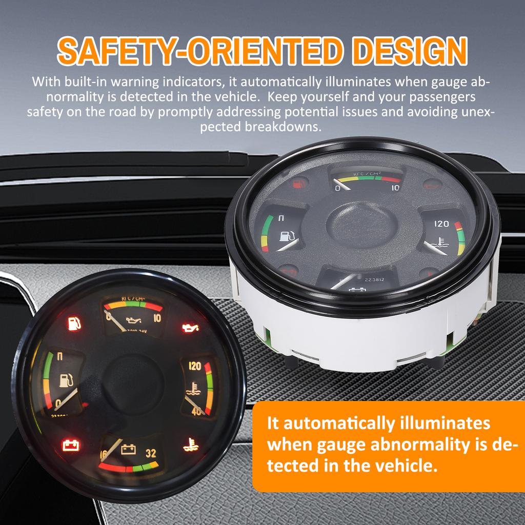 4 In 1 Car Instrument Assembly MultiFunctional Automotive Fuel Gauge Oil Pressure Gauge Water