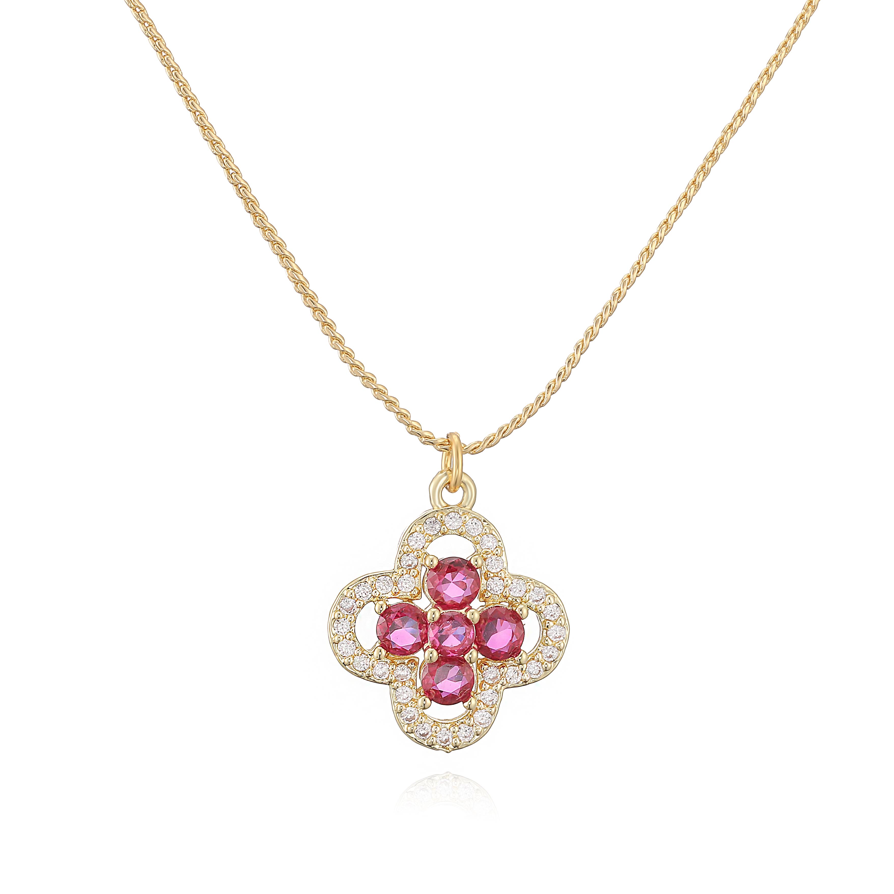 

French-style Sweet Copper-Plated Floral Zircon Pendant Necklace/Earrings (Ladies Style), Evening Jewellery, 1 piece Other