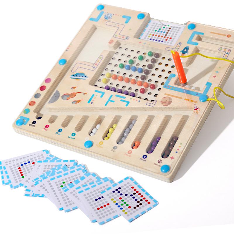 

Деревянный лабиринт и числовая головоломка: Развивающая игра для детей