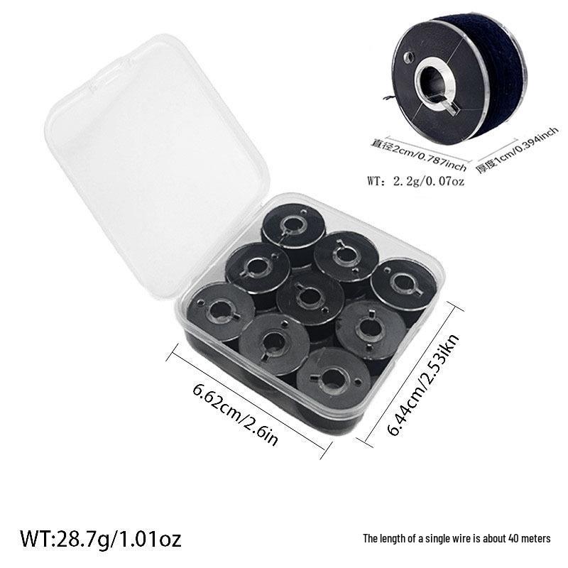 Multi-Specification Household Bobbin Set: Colored Transparent and Metal Bobbins with Thread