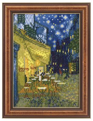 Olympus Cross Stitch Kit ART GALLERY Mini Frame Collection [Night Cafe Terrace] By Van Gogh 7589 Comes with a Frame That Can Be Used As a Wall