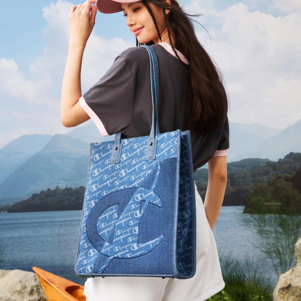 New Champion Fabric Backpack Shoulder Bag Unisex Light Blue Denim/Dark Blue Denim U5BACPU41