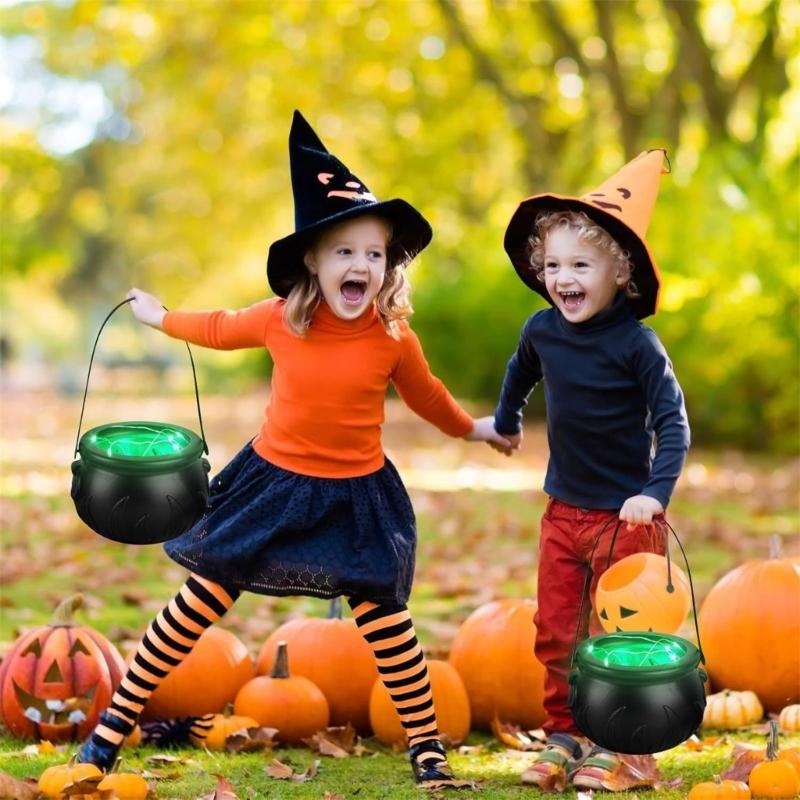 Halloween Decorations Witch Cauldron Candy Holder Metal Table Centerpiece For Home Office Or Festival Parties