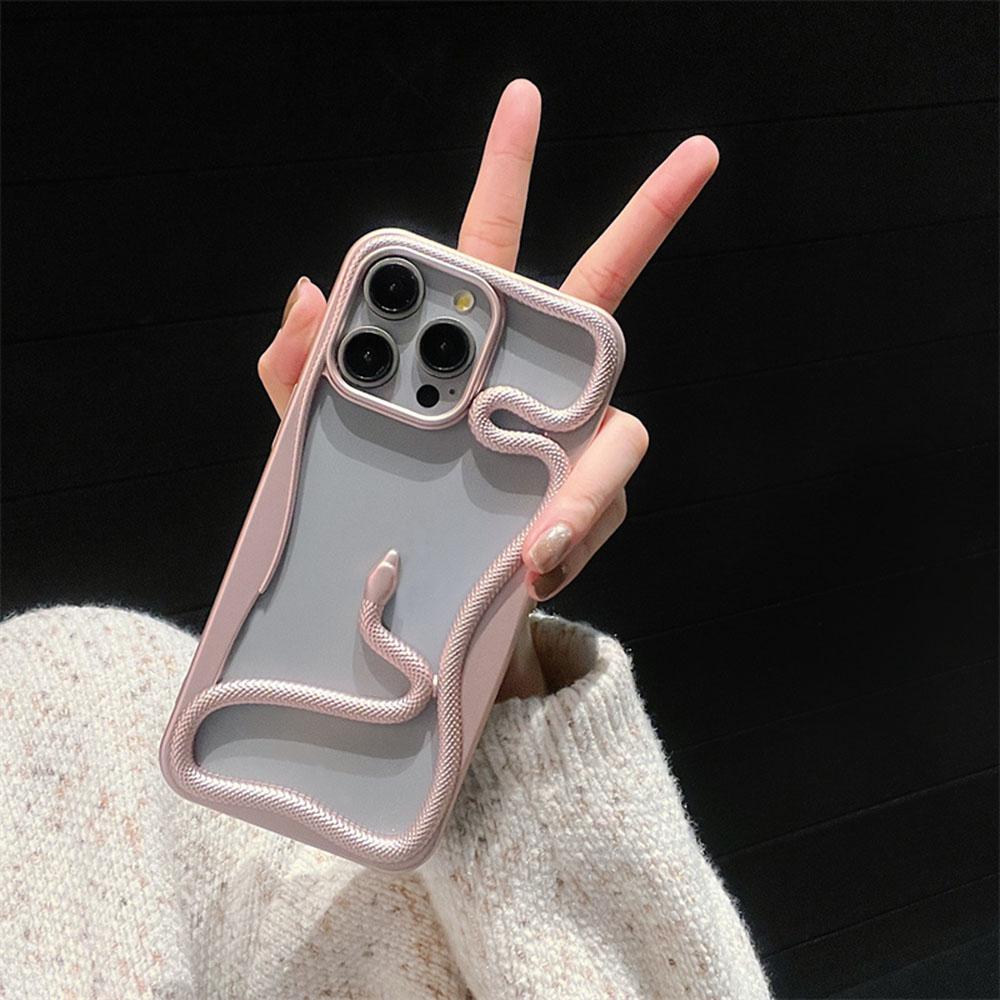 Cool 3D Snake Hollow Dissipate Heat Phone Case For iPhone 16 15 14 13 12 11 Pro Max Luxury White Shockproof Soft Silicone Cover