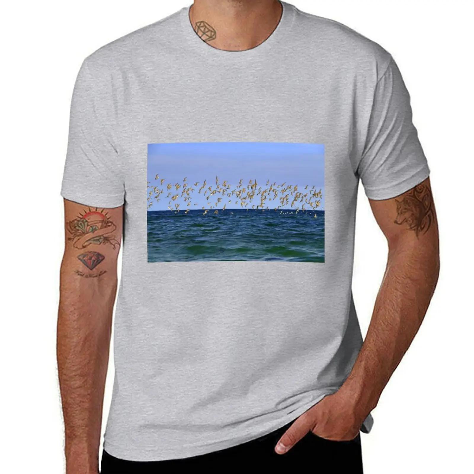 

Seagulls flying TShirt boys whites Blouse blanks vintage men workout shirt S