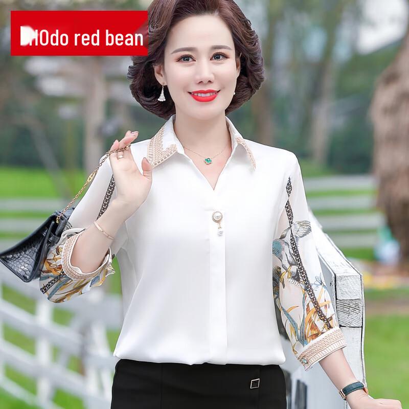 Middle-Aged Women's Summer Ice Silk Chiffon Blouse