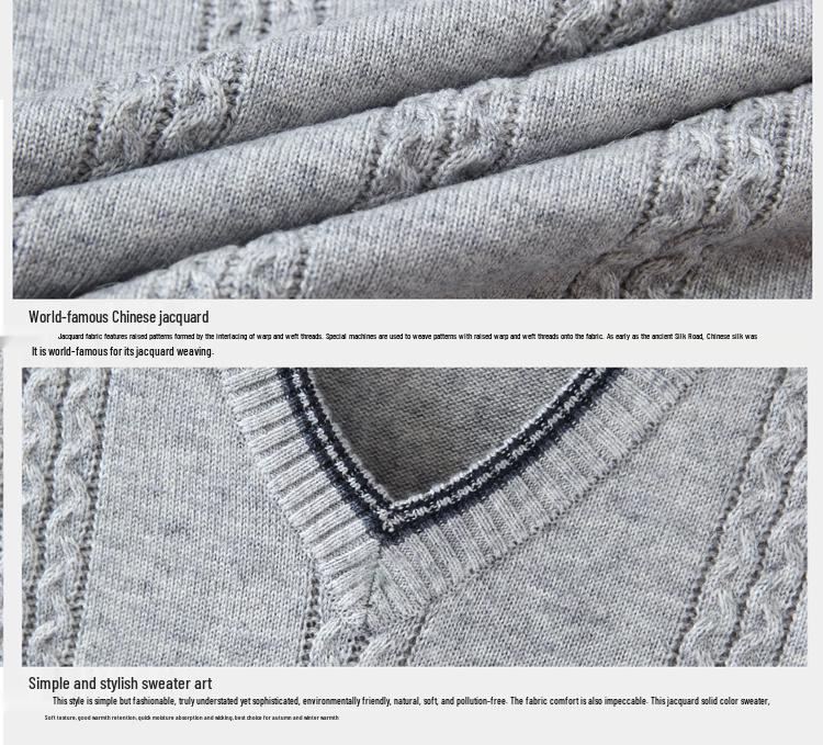 Men's Woodpecker Cashmere V-Neck Wool Vest - Solid Color, Sleeveless, Knit Sweater for Spring & Autumn