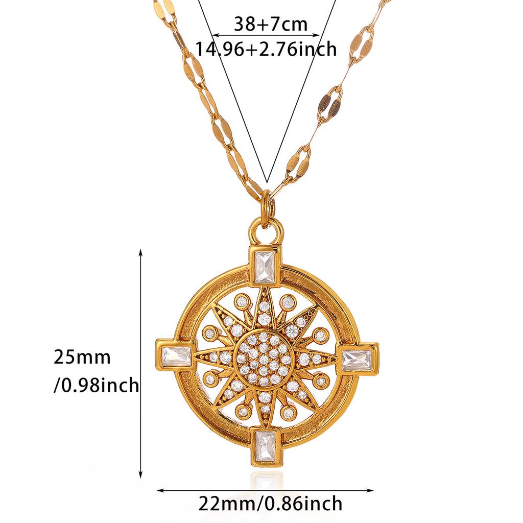 Luxury Micro Pave CZ Gold Color Necklace For Women Star Compass Butterfly Pendant Choker Waterproof Vintage Jewelry Daily Gift