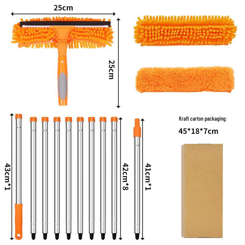 Dual-Sided High-Rise Glass Cleaning Wiper: 2-in-1 Splicing Pole & Window Scraper Artifact
