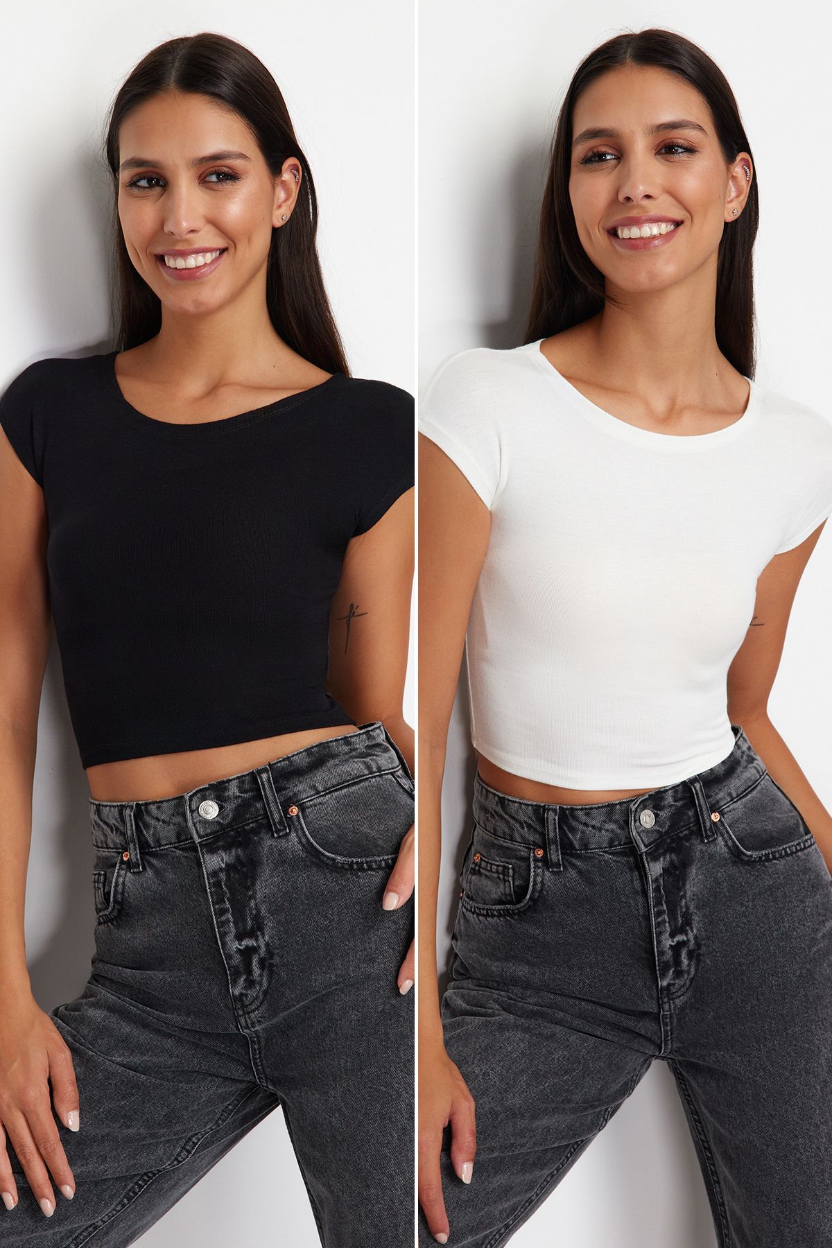 

Женская блузка Черно-белая трикотажная блузка 2XS