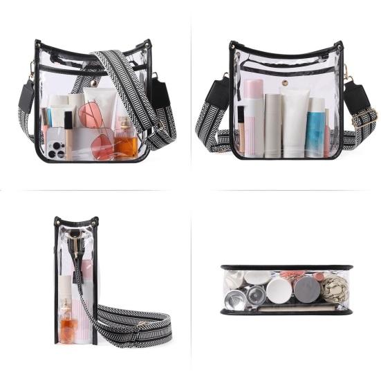 Richolyn Clear Bag Approvato dallo Stadio | Borsa a Tracolla Moda in PVC per Donna,See Through Tote Bag con Tracolla Borsa da Donna per Palestra, Lavoro, Giochi Sportivi