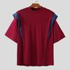 INCERUN Men Round Neck Short Sleeve Patchwork Oversized T-Shirts Tops