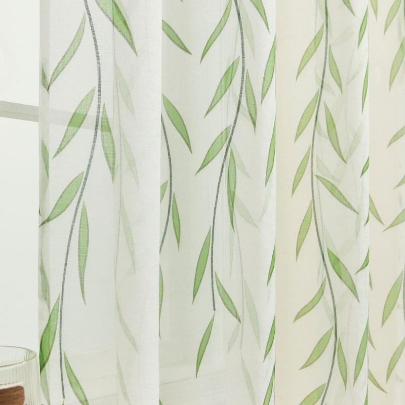 Przezroczyste zasłony w kwiatowy wzór - Filtr światła woalowa zasłona na balkon, wykusz, salon, jako parawan i do zapewnienia prywatności