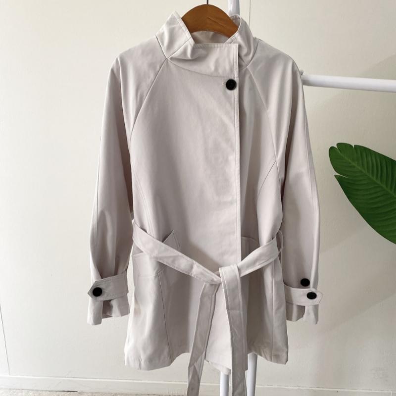HOney J Women S Spurred Half High Neck One Button Half Trench Coat  4 colorS 